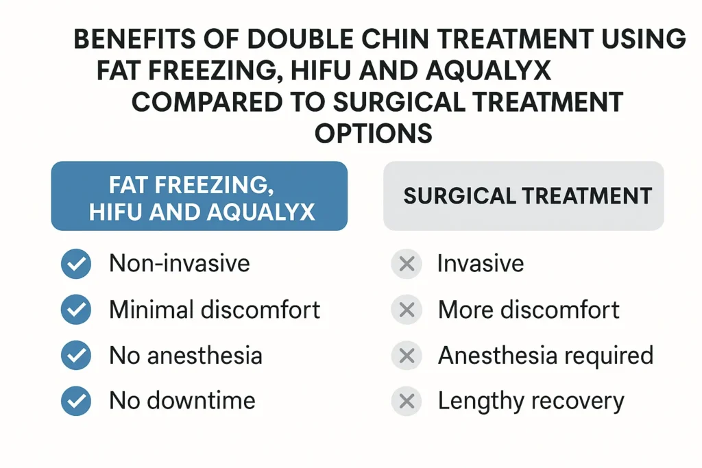 Graphic about the benefits of double chin treatment Acton Green - from LA LIPO