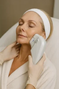 Woman receiving HIFU non surgical facelift treatment Acton Green